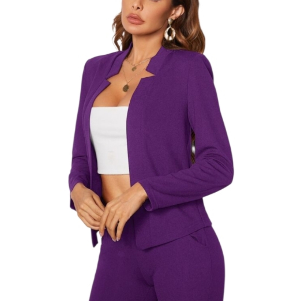 Purple Stretch Blazer Cardigan